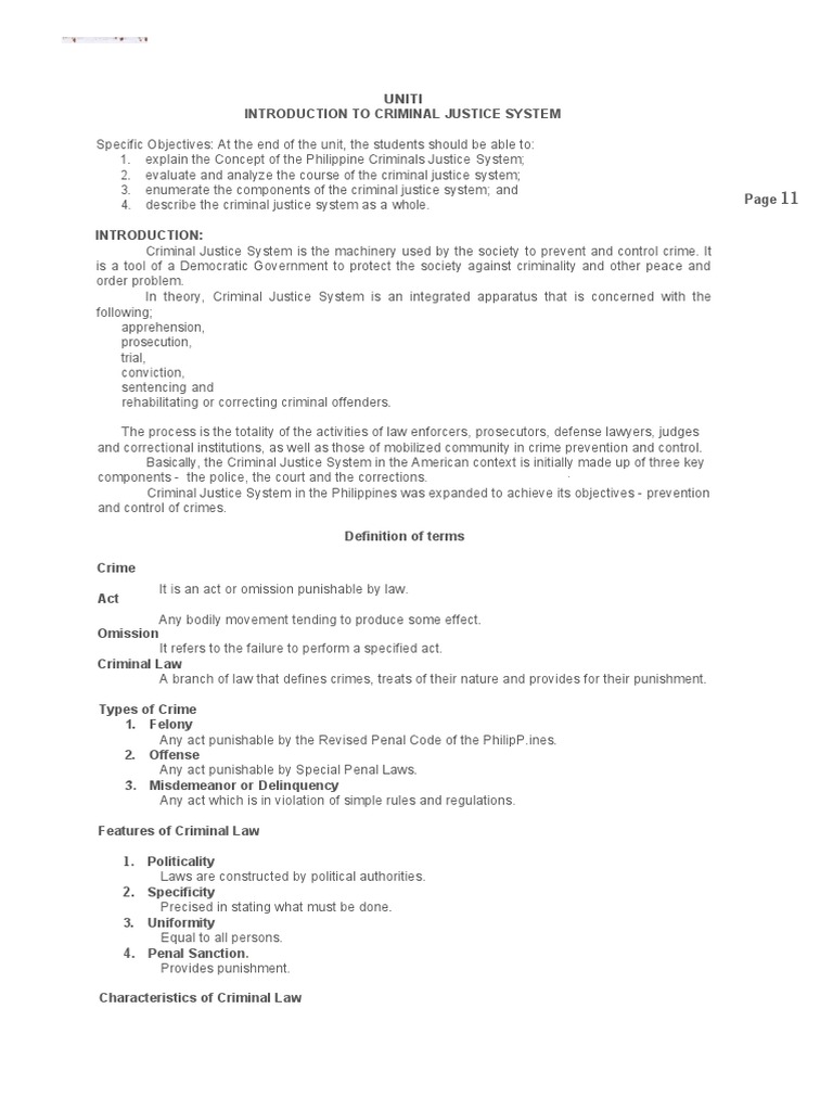 CLJ 1 - Unit I | PDF | Crimes | Crime & Violence