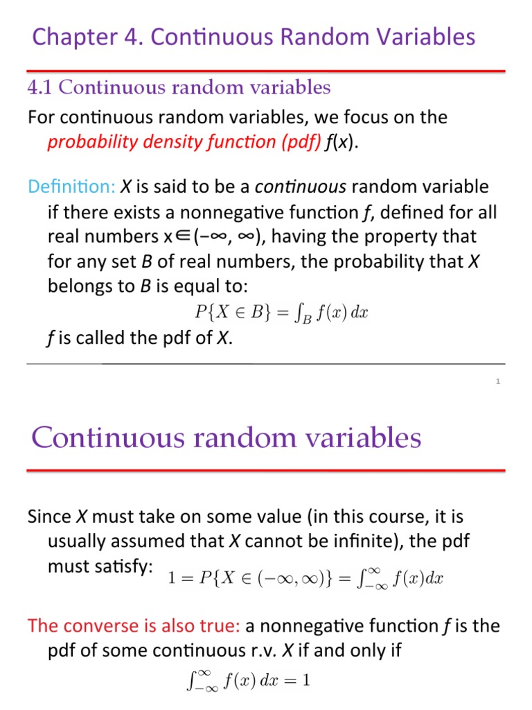 Continuous Random Variables Explained | PDF | Normal Distribution ...