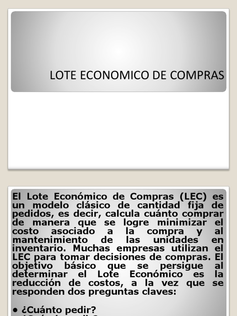 Lote Economico de Compras | PDF | Finanzas y dinero