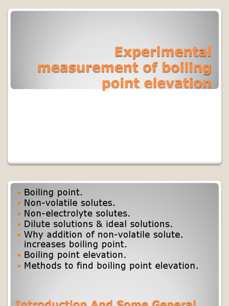 Experimental Measurement of Boiling Point Elevation Solución