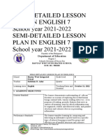 Semi-Detailed Lesson Plan in English 7 School Year 2021-2022 Semi-Detailed Lesson Plan in English 7 School Year 2021-2022