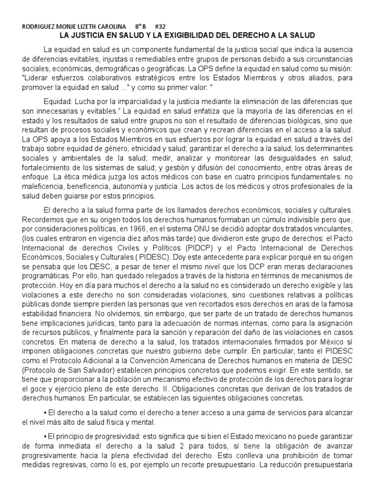 La Justicia en Salud y La Exigibilidad Del Derecho A La Salud | PDF ...