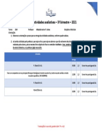 Lista de atividades avaliativas de Biologia