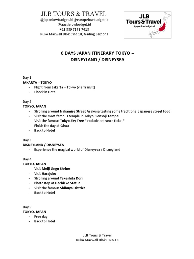 Tokyo disney 2023 itinerary new pdf