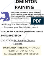 Days and Time:Friday (From: LOCATION:St. Joseph Church - Sentul 6.30PM TO 9PM) AND Sunday (From 2Pm To 6Pm)