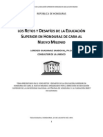 Los Retos y Desafios de La Educacion Superior en Honduras de Cara Al Nuevo Milenio