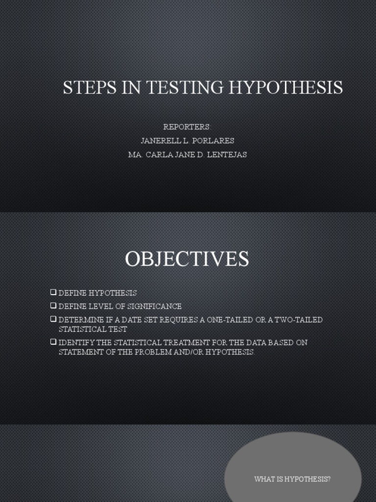 Steps in Testing Hypothesis PDF Statistical Significance