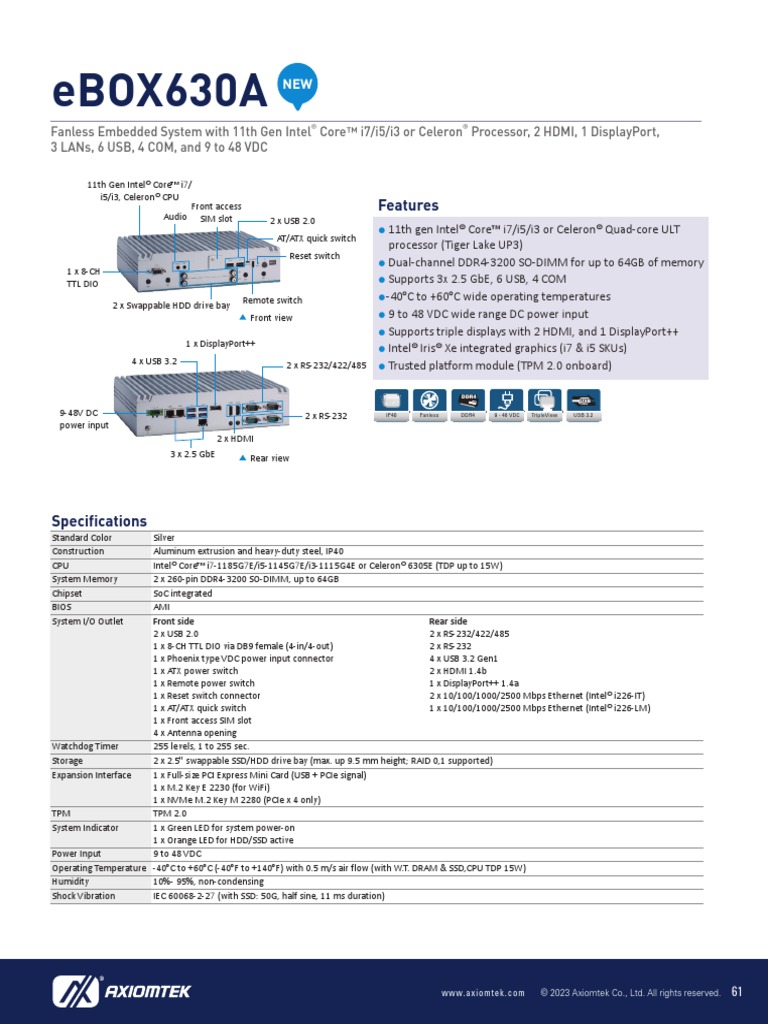 FANLESS BOX PC, UNO-3283G, Intel Core i7