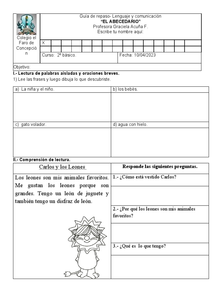 Ejercicios de Lenguaje 2º Básico | PDF | Artes del Lenguaje y Comunicación