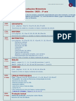 Avaliações Bimestrais 1º Bimestre / 2023 - 3º Ano: Calendário e Conteúdo