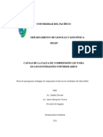 Universidad Del Pacífico: Proyecto para Generar Estrategias de Comprensión Lectora en Los Estudiantes Del Alma Mater