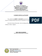 Calillauan Elementary School Certification of Substitute Teacher
