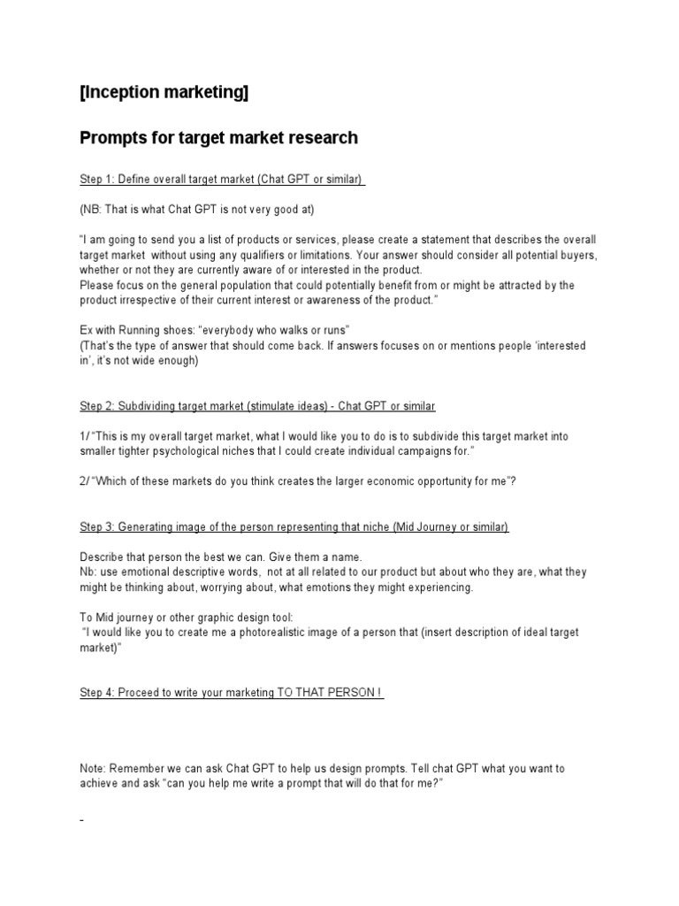 AI Prompts For Target Market Research | PDF