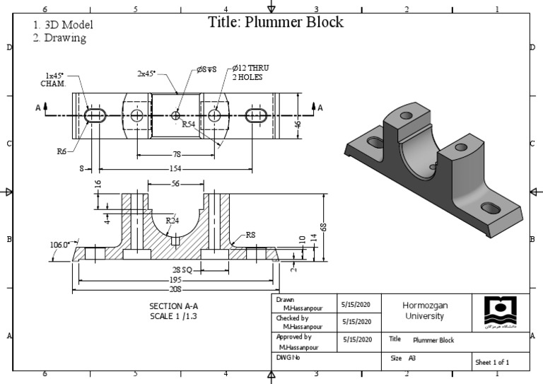 Plummer Block 3D Model and Drawing | PDF