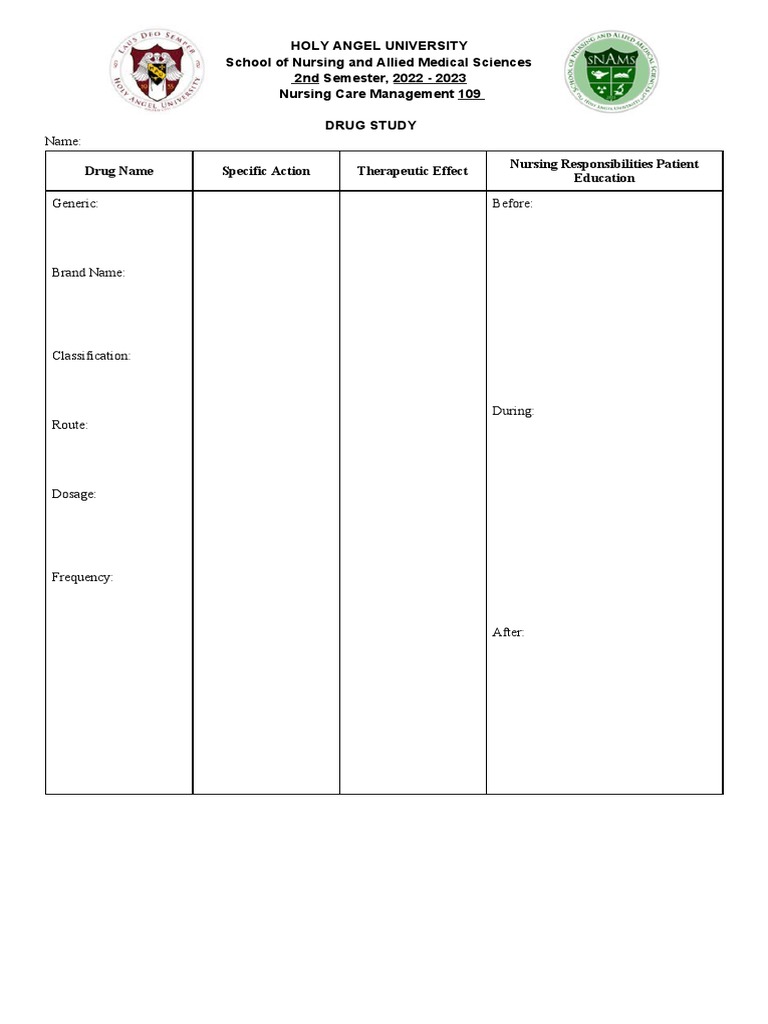 Nursing Drug Study Template | PDF