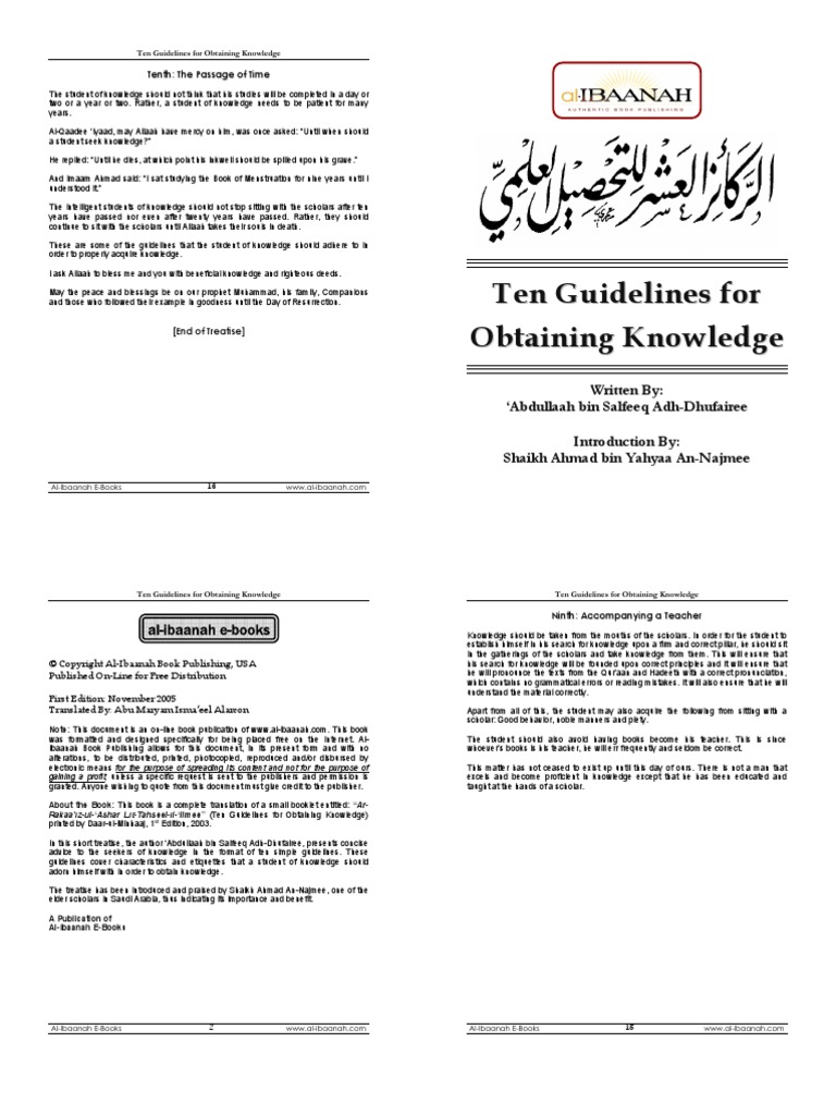 new-book-10-guidelines-for-obtaining-knowledge-adh-dhufairee-sh-an