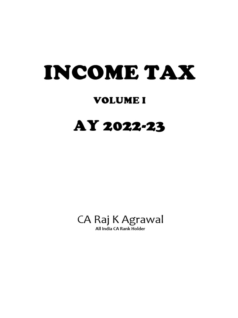 Tax Volume I AY 202223 PDF Tax Tax Deduction