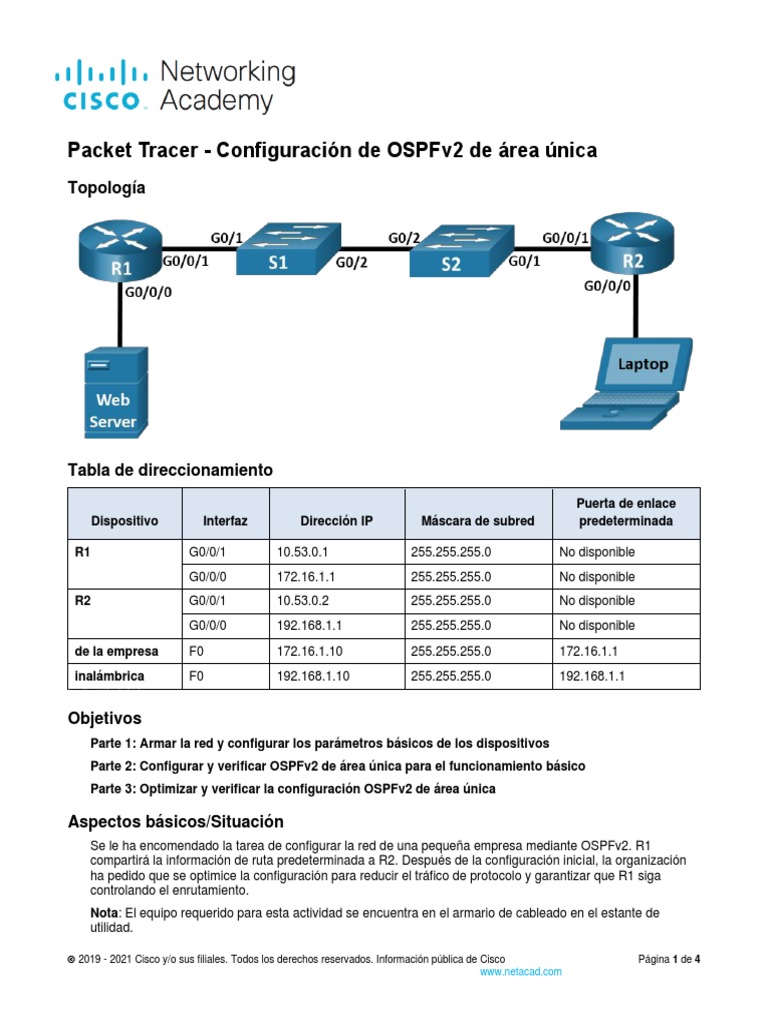 2 7 2 packet tracer configure single area ospfv2 physical mode es