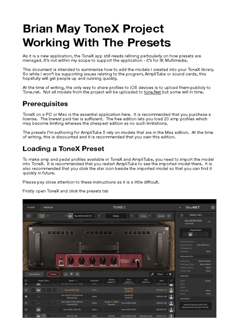 Importing Presets Into ToneX PDF Mobile Software Operating System