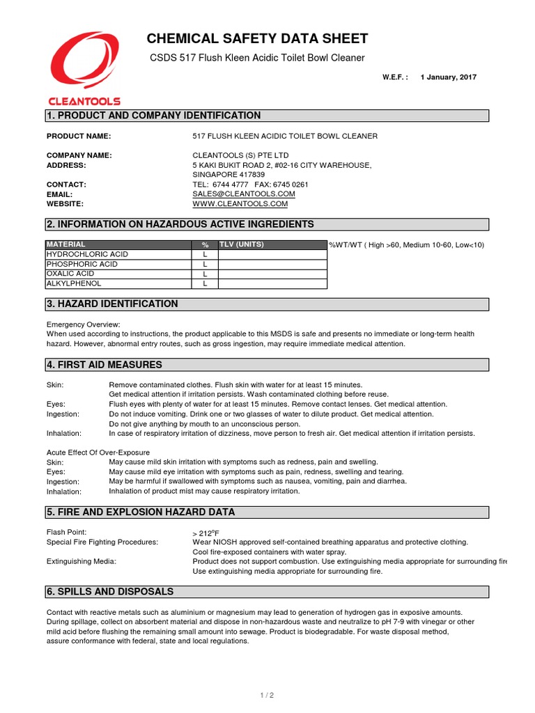 CSDS 517 Flush Kleen 01012017 | PDF | Fires | Firefighting