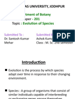 Deartment of Botany - 201: Evolution of Species: Paper Topic