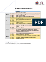 Startup Masterclass Series - Tentative Schedule