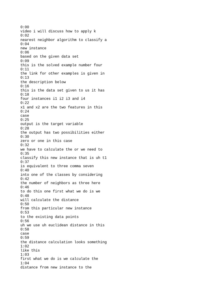 Solved Example K Nearest Neighbors Algorithm Weighted KNN To Classify ...