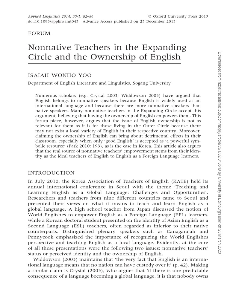 Yoo 2014 Nonnative Teachers in The Expanding Circle and The