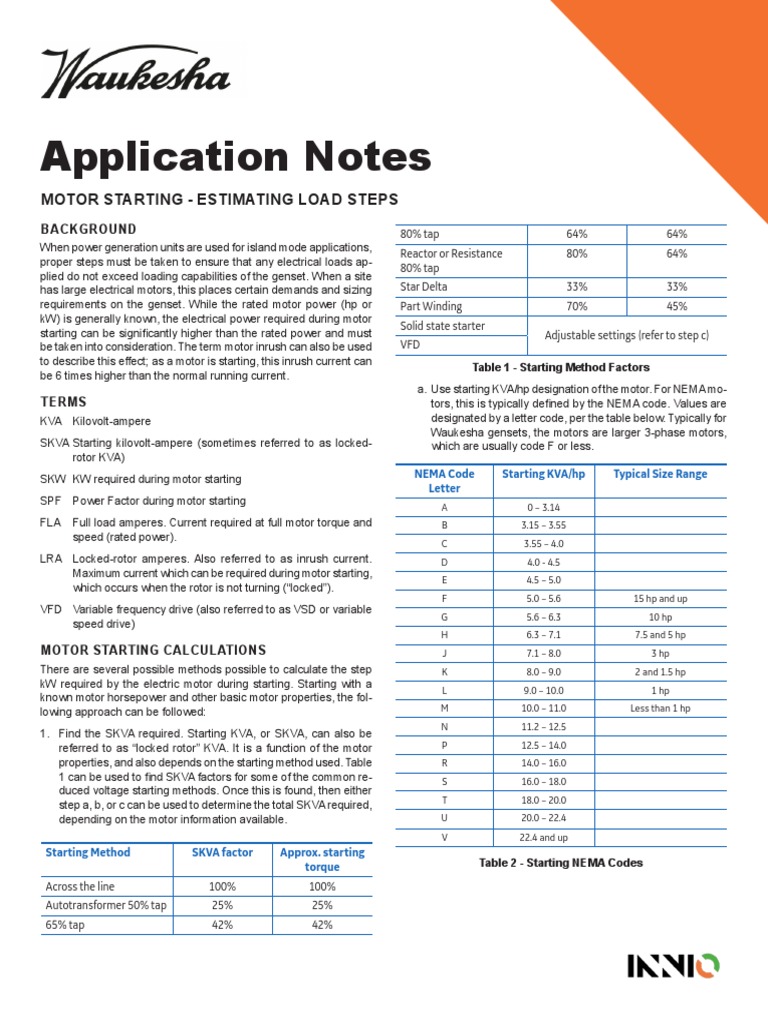 Application Notes Motor Starting Estimating Load Steps PDF