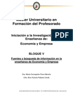 Máster Universitario en Formación Del Profesorado: Iniciación A La Investigación en La Enseñanza De: Economía y Empresa