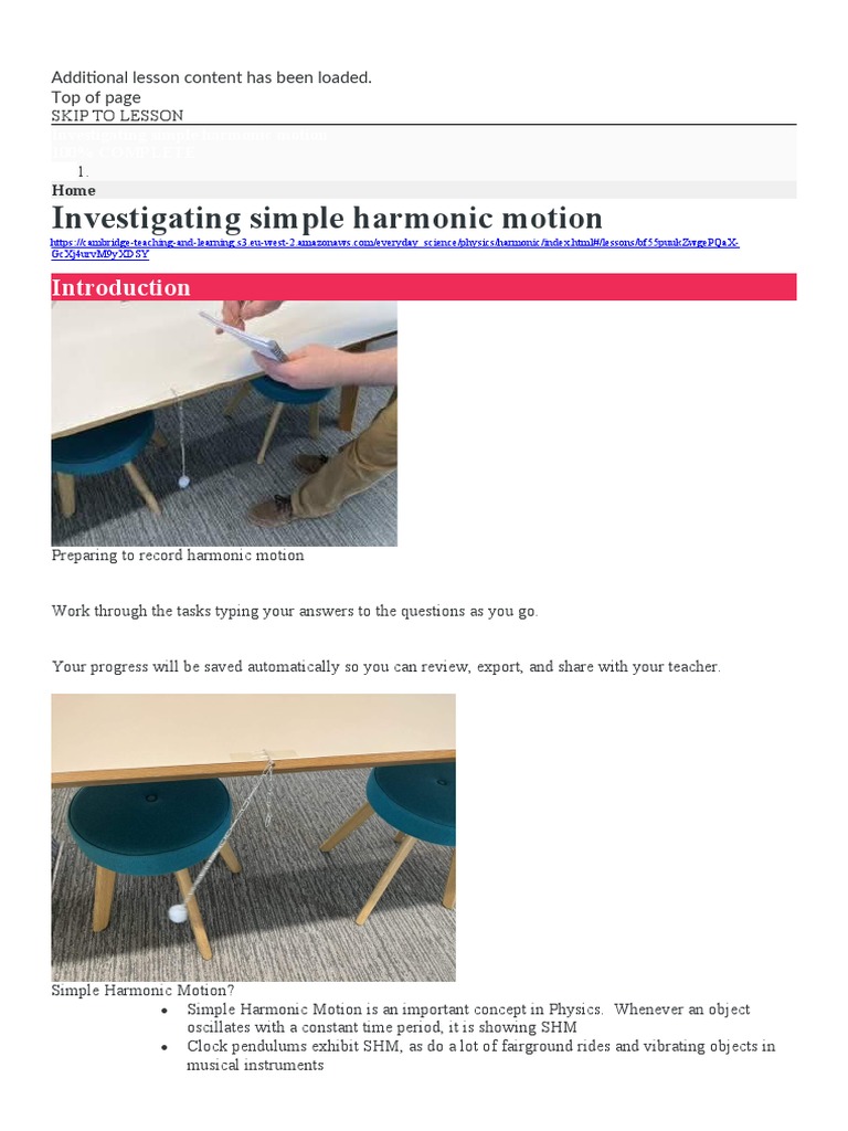 Simple Harmonic Motion Investigation | PDF | Force | Pendulum