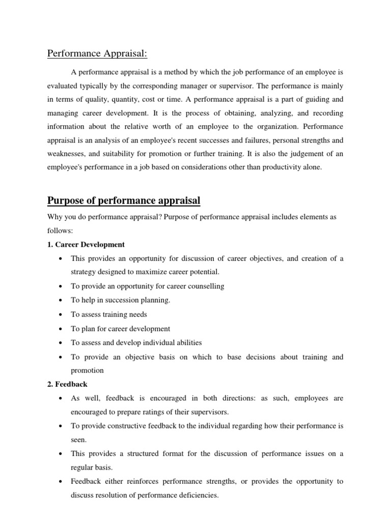 Benefits of Performance Appraisal | PDF | Performance Appraisal ...