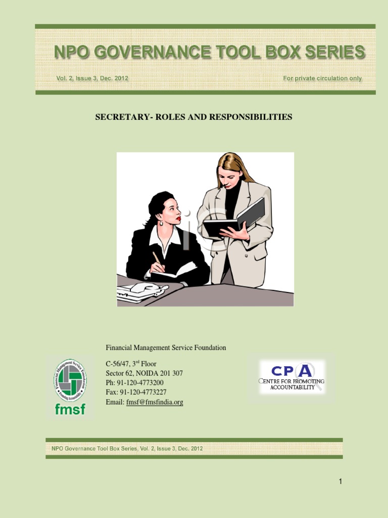 SecretaryRoles and Responsibilities PDF Trust Law By Law