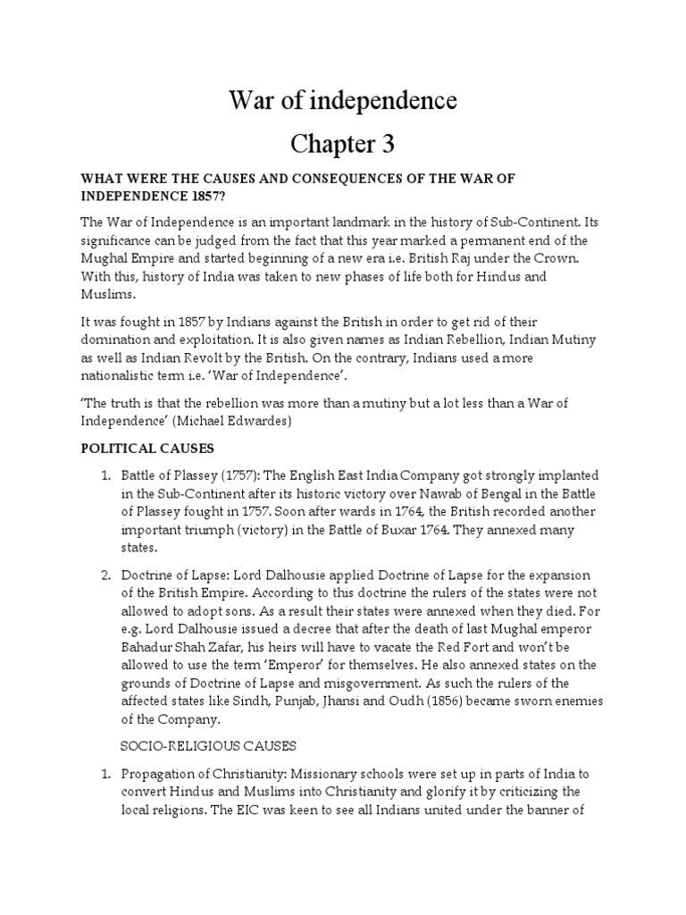 War of Independence | PDF | Indian Rebellion Of 1857 | British Raj