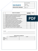 Surface Conduit Installation Checklist: Items To Be Checked Checked Yes / No Date