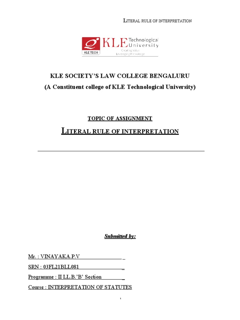 Understanding the Literal Rule of Interpretation | PDF | Language Arts ...