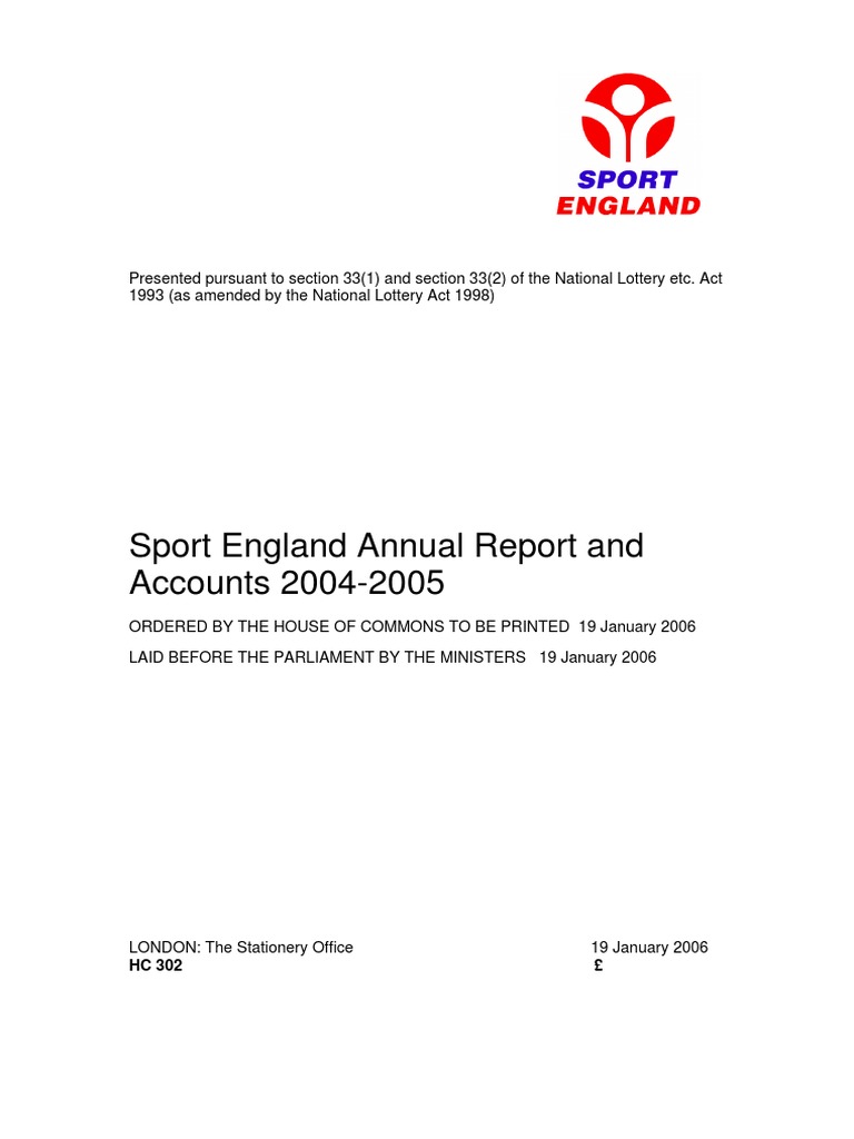 Sport England Annual Report and Accounts 20042005 PDF Sports