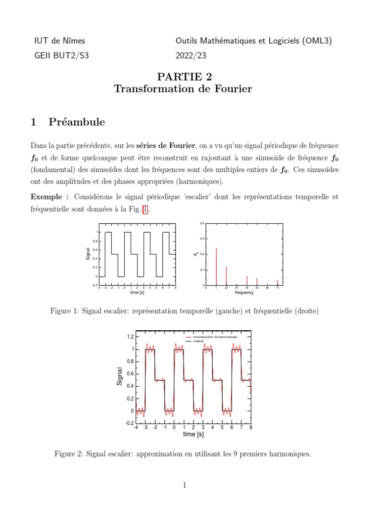 Transformation de Fourier et Signaux | PDF | Fonctionnalités et ...