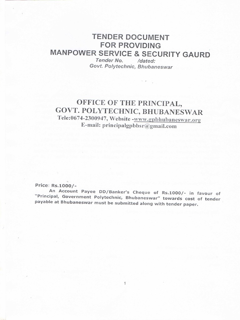 Tender Document For Manpower Services & Security Guards | PDF