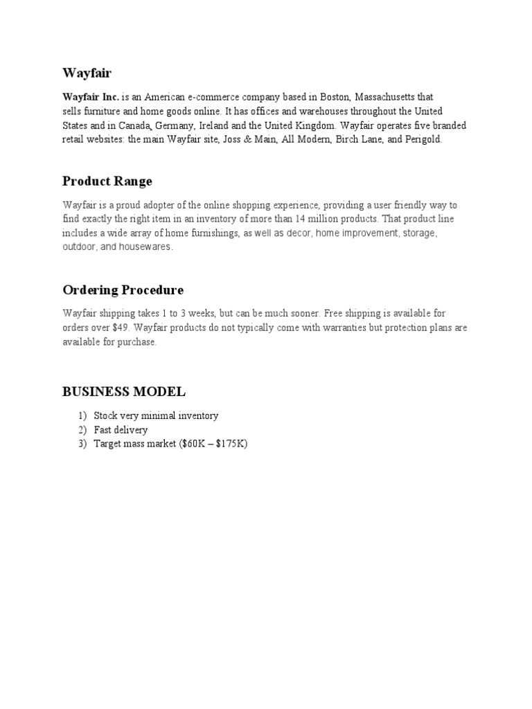 Wayfair: Online Furniture Shopping Guide | PDF