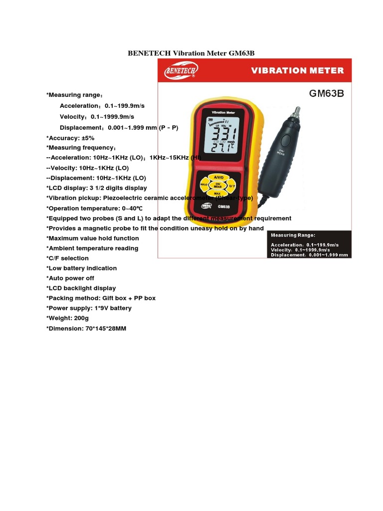 Vibration Meter GM63B PDF