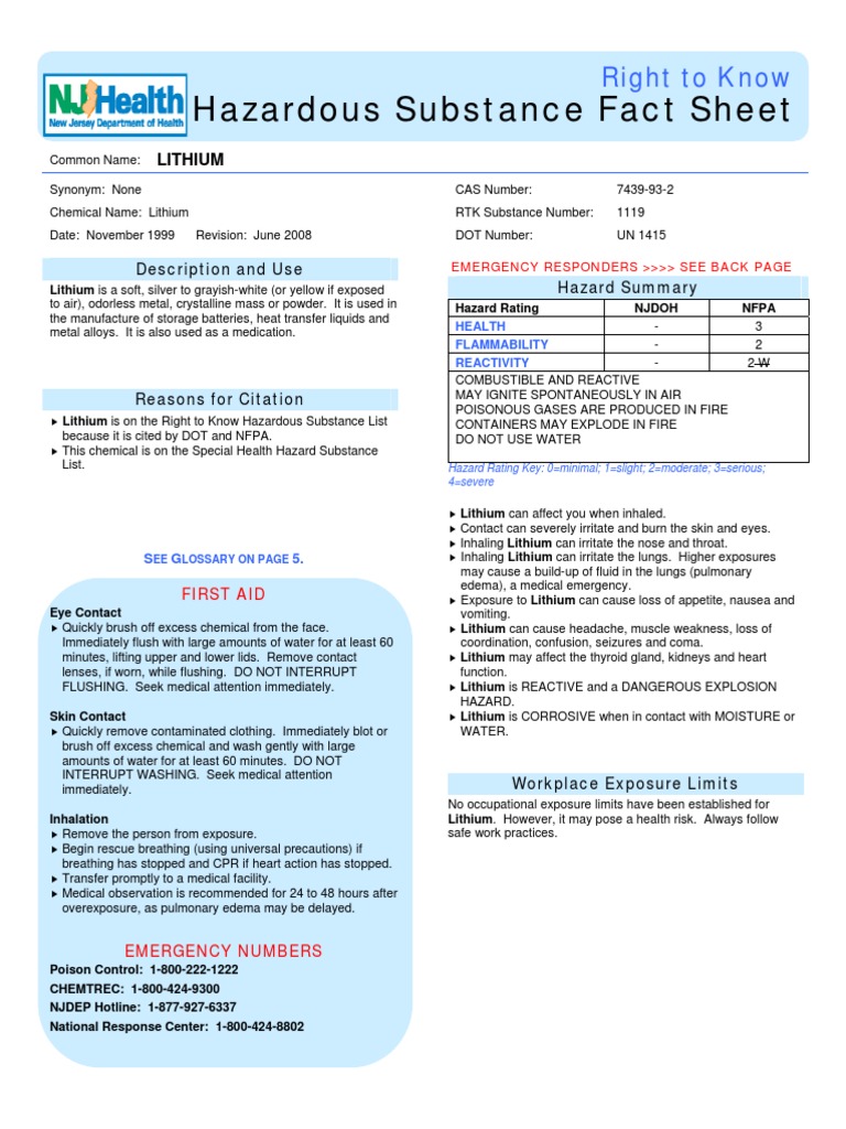 Hazardous Substance Fact Sheet Right To Know PDF Personal
