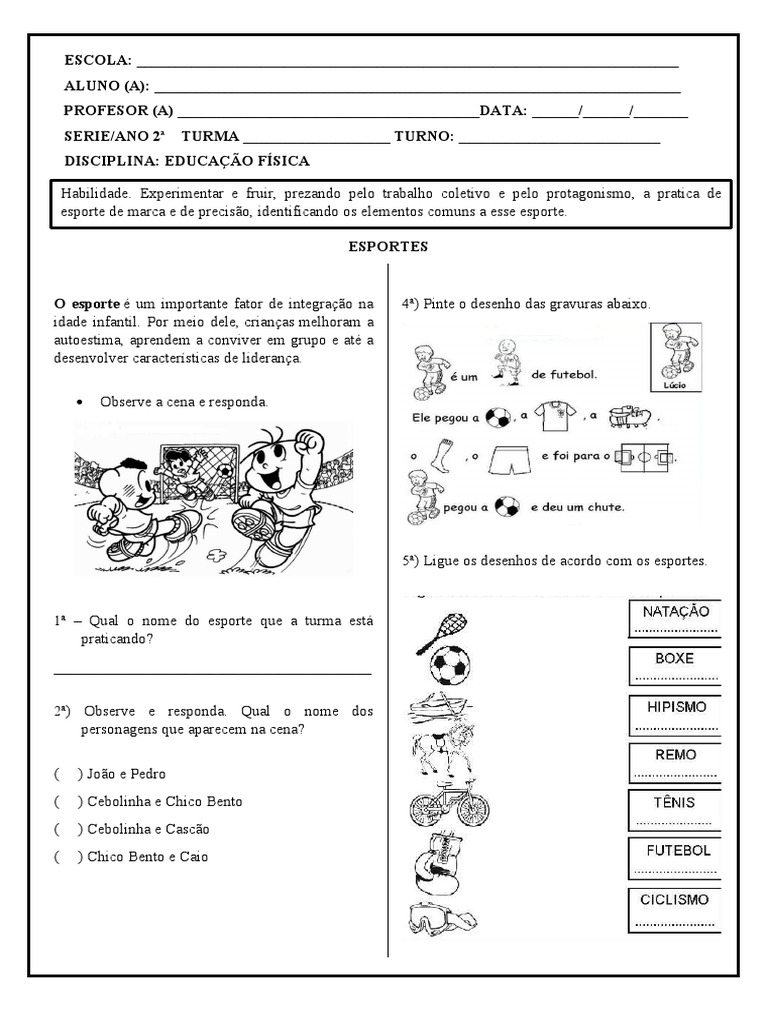 Atividades de Educação Física para Crianças | PDF | Esportes e ...