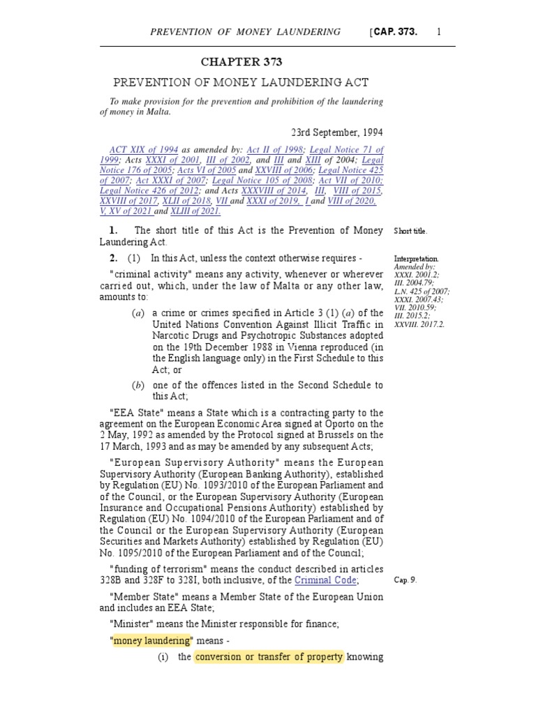 Anti money laundering aml act pdf asset forfeiture money laundering