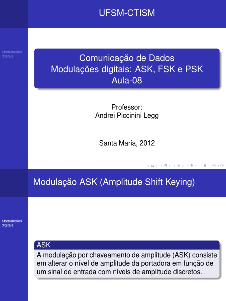 Modulações digitais ASK, FSK e PSK | PDF | Modulação | Modem
