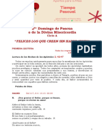 2 Domingo de Pascua o de La Divina Misericordia: "Felices Los Que Creen Sin Haber Visto"