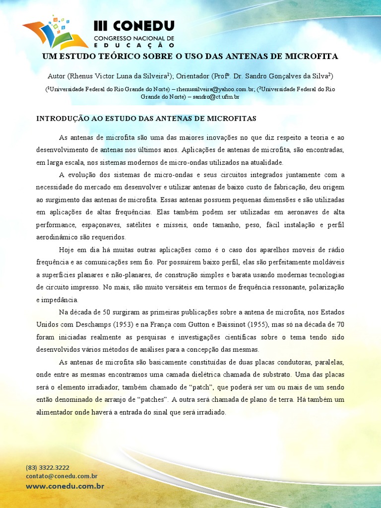 Introdução A Antenas em Microfita | PDF | Antena (rádio) | Simulação de ...