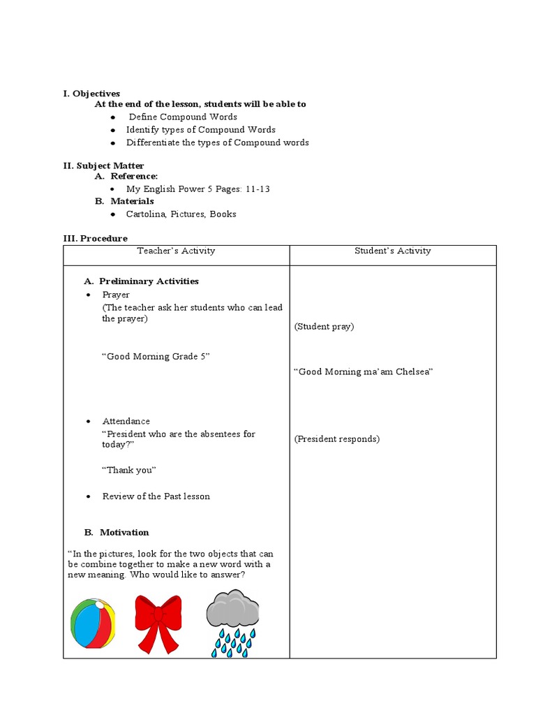Action Words Detailed Lesson Plan