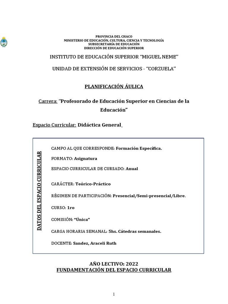 Didáctica General en Formación Docente | PDF | Plan de estudios ...