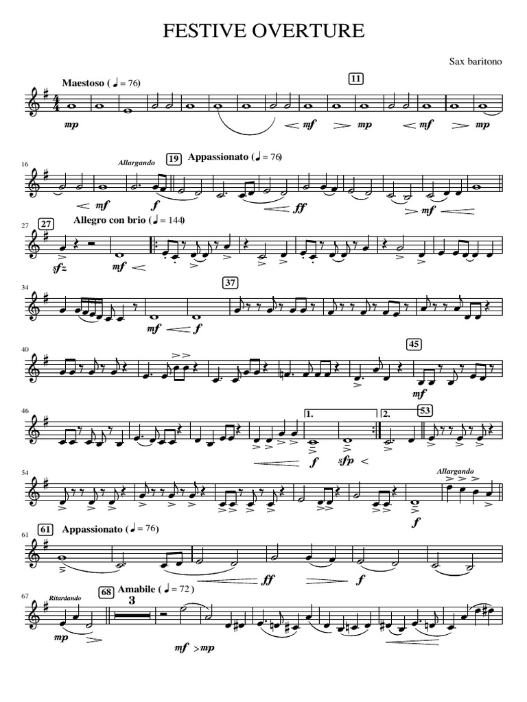 Festive overture sagisawa sax bar 2 pdf tempo notation